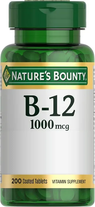 Bottle of Nature's Bounty Vitamin B-12 1000 mcg, 200 coated tablets